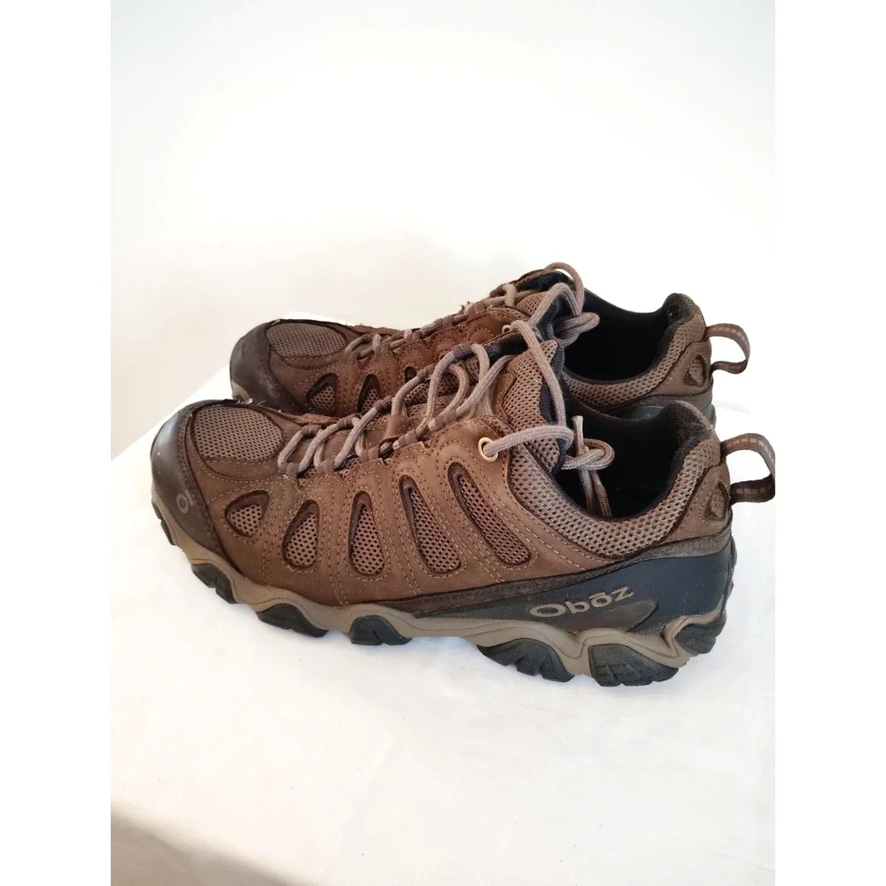 Oboz Men 12 Sawtooth II Low Brown Leather Mesh Durable Rugged Trail Hiking Shoes